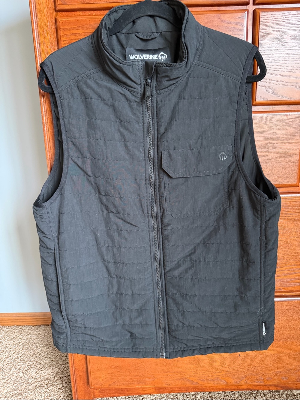 Wolverine Black Quilted Vest with Stand Collar